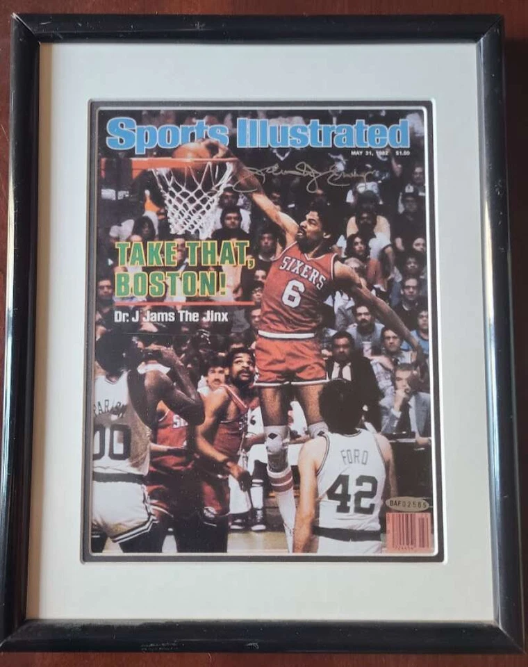 Julius Erving Cubierta Superior Certificado UDA 8x11 1982 SI Cubierta Enmarcada Autógrafo Foto 1 de 1