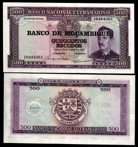 Mozambique 500 ESCUDOS P-118 1967 (1976) Overprint UNC World Currency Large NOTE - Picture 1 of 4