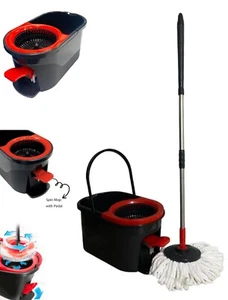 Telescopic Mop and Bucket Set with Foot Pedal Spin & Mop Heads for Home Cleaning - Picture 1 of 3