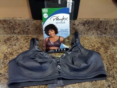Playtex Bra Wirefree Silky Soft Smoothing Breathable Lining #4803 Nude Gray Whte - Image 1 of 4