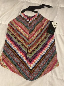 Aqua Green Womens Halter Swim Top Size Medium NWT Tribal Stripe Print - Picture 1 of 4