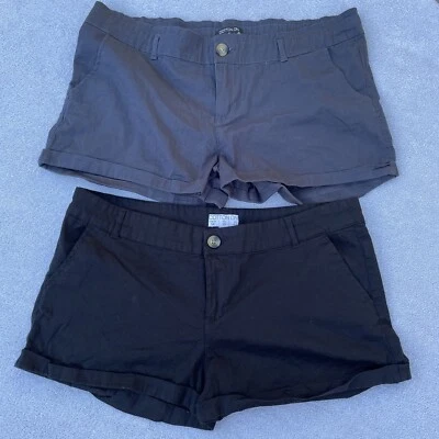 Pantalones cortos chinos de algodón con puños para mujer talla 10 azul y negro par (lote de dos) Foto 1 de 4