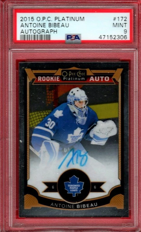 2015-16 OPC PLATINUM ANTOINE BIBEAU ROOKIE AUTOGRAPH O-PEE-CHEE PSA 9 MINT RC - Image 1 of 1