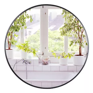 Modern 24" Black Frame Wall Round Mirror For Bathroon Living Room Decoration - Picture 1 of 12