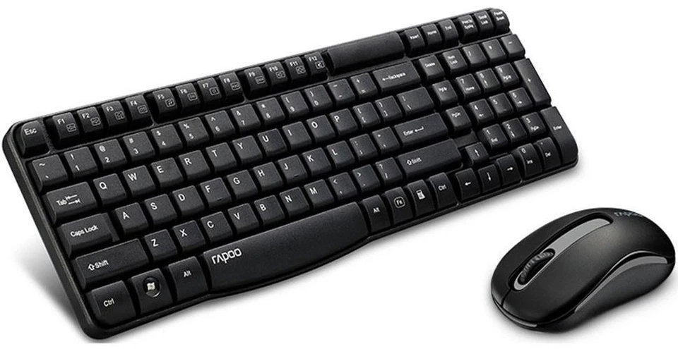 RAPOO X1800S 2.4GHz Wireless Optical Keyboard Mouse Combo Black - 1000DPI Nano R - Image 1 of 1
