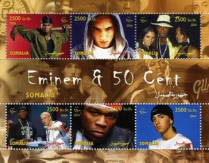 Eminem/ 50 Cent; art stamps sheet. Somalia 2013 Mint. - Picture 1 of 1