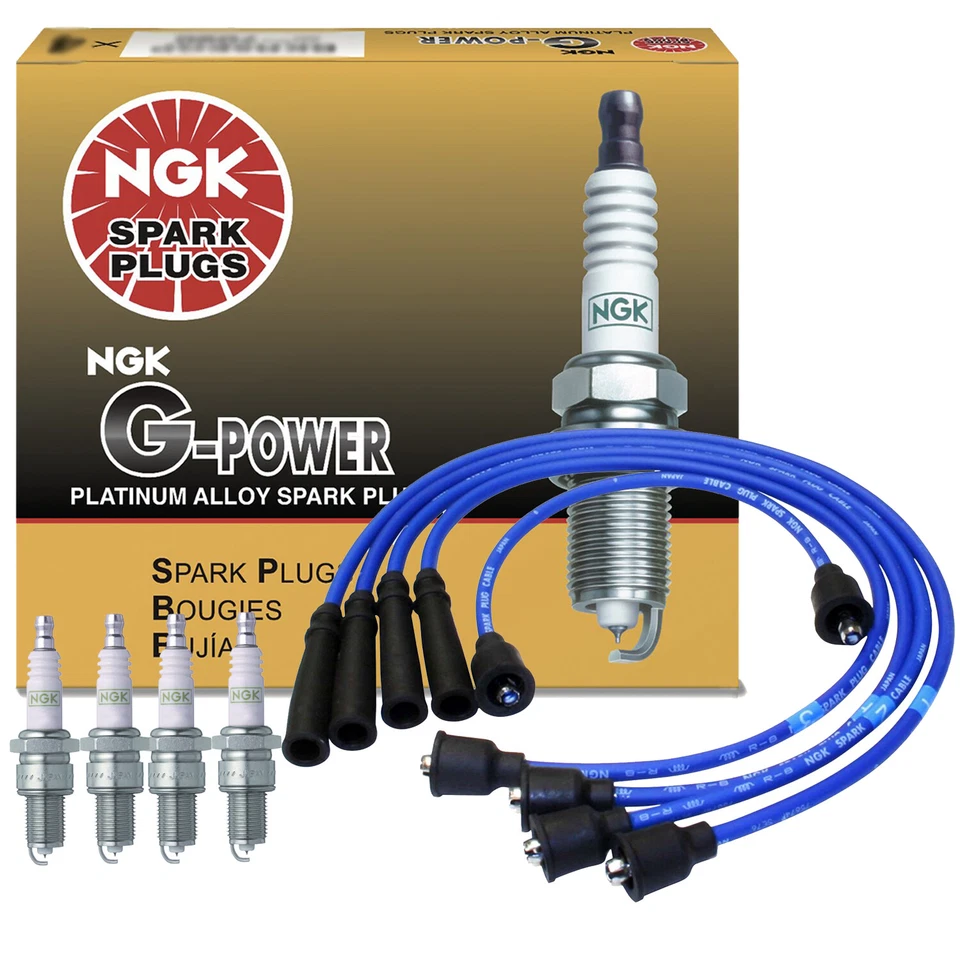 NGK Wire & 4 G-Power Platinum Spark Plugs Kit For Suzuki Samurai 1.3 L4 - Image 1 of 1