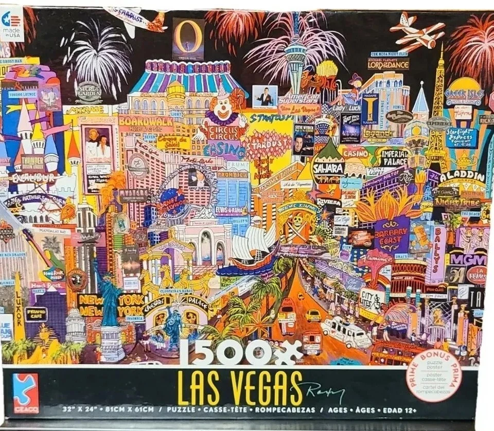 NEW LAS VEGAS 1500 piece Extra Large Jigsaw Puzzle 32"x24"  NIB CEACO - Image 1 of 4