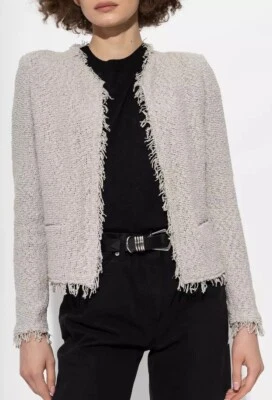 Cárdigan para mujer Iro Shavani suéter tejido talla 38 Blazer tweed manga lar... - Imagen 1 de 4