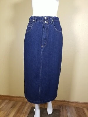 Falda vaquera vintage Jordache para mujer 10 azul oscuro midi cintura alta jean años 80/90 Foto 1 de 4