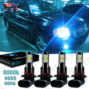 For GMC Envoy XL 2002-2006 4x 9005 9006 Ice Blue 8000K LED Headlight Bulbs Combo - Picture 1 of 11