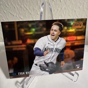 2021 Topps Stadium Club Chrome - Orange Refractor #43 Evan White /25 (RC) - Picture 1 of 3