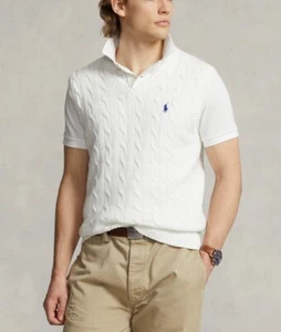 $110 Polo Ralph Lauren Men’s Cable-Knit Cotton Sweater Vest White Size M - Picture 1 of 7