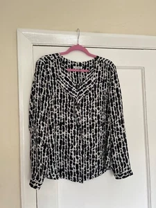 Windsmoor Black & White Chiffon Blouse Scoop Neck Blouse uk 20 - Picture 1 of 21