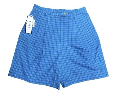 NWT Izod Spring Brites Blue Plaid Pleated Shorts Ladies Size 10 - Image 1 of 4