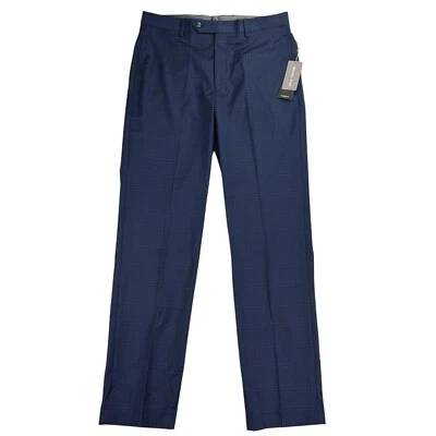 Pantalones de vestir Michael Kors para hombre Marvin calce clásico a cuadros elásticos azul marino 32x32 Foto 1 de 4