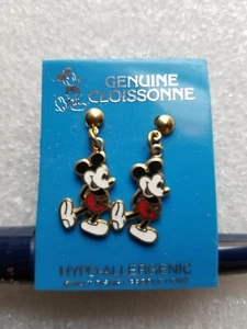 Vintage Disney Mickey Mouse Cloissonne Earrings Hypo-Allergenic Posts Never Worn - Picture 1 of 3
