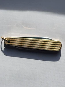 Vintage Pocketknife Solid 14k Yellow Gold SideBoards (Monogram Space) - Picture 1 of 8