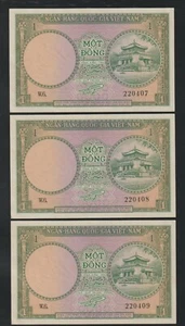 1955 Südvietnam Nationale Banknoten aufeinanderfolgende dreifache Auswahl 1a - Bild 1 von 3