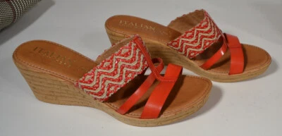 Sandalias sin cordones italianas de cuña de mula para mujer con suela coral 11M Foto 1 de 3