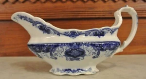 Antique Megal Hanley J.&G. Meakin England Flow Blue Gravy Boat. - Picture 1 of 9