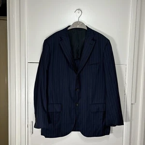Isaia Napoli Oger Blazer Jacket Navy Stripe Vintage 100% Wool Size EU 54R UK 44R - Picture 1 of 9