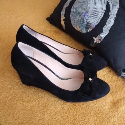 Kate Spade New York Whitlee замшевый черный бант на танкетке без шнуровки 10,5 - Изображение 1 из 4