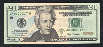 2009 $20 FRN FEDERAL RESERVE NOTE ST. LOUIS, MO GEM UNCIRCULATED LOW SERIAL #177 - Image 1 of 2
