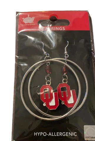 Oklahoma Sooners NCAA 2" Hoop Dangle Earrings Cover