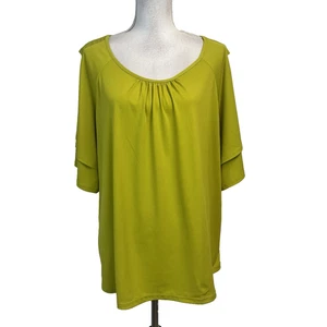 Susan Graver Stretch Slinky Top Blouse Size XL Lime Green Career Casual Wear - Picture 1 of 7