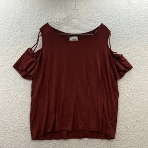 Shiela Rose Long Sleeve Cold Shoulder Shirt Straps Red Soft Women’s Size 2X NWT - Picture 1 of 10