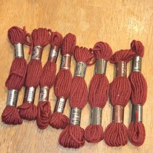 DMC Laine Colbert Tapestry Wool Crewel Yarn Lot 8 Skeins 7198 Maroon Burgundy - Picture 1 of 4