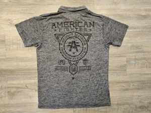 American Fighter Polo Shirt Mens XXL Gray Black Athletic Stretch Golf Casual  - Picture 1 of 17