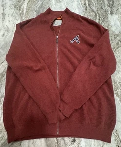 Atlanta Braves Sweater Sweatshirt Men Size XXL Full Zip Salute By Levelwear - Picture 1 of 8