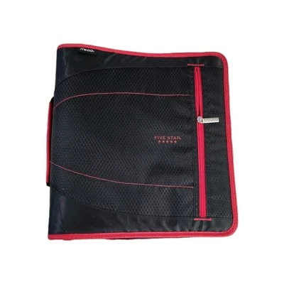 Carpeta de 3 anillos con cremallera Mead Five Star 2" negra/roja mango retro Y2K Foto 1 de 4