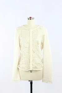 Suéter Cárdigan ZARA Crudo Marfil Contraste Mezcla de Algodón Encaje Tejido, Talla XL - Imagen 1 de 18