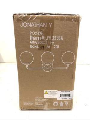 Jonathan Y Louis 25 in. 3-Light Brass Gold Vanity Light Frosted Glass JYL3536A - Image 1 of 3