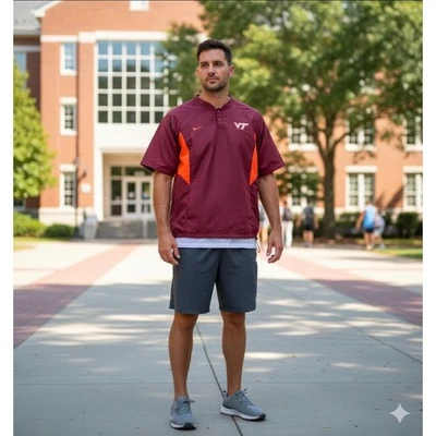 Chaqueta Nike Team Virginia Tech VT Hokies para Hombres XL Granate Naranja Snap Fútbol Foto 1 de 4