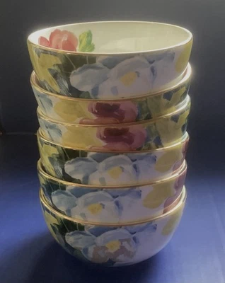 Nuevo cuenco floral de cereal o helado Anthropologie Anais ~ con borde dorado Foto 1 de 4