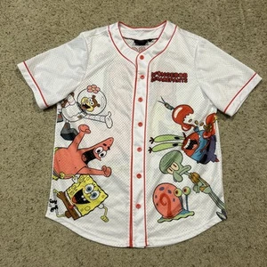 Nickelodeon SpongeBob SquarePants Size M Baseball JERSEY Button Down ART F25 - Picture 1 of 10