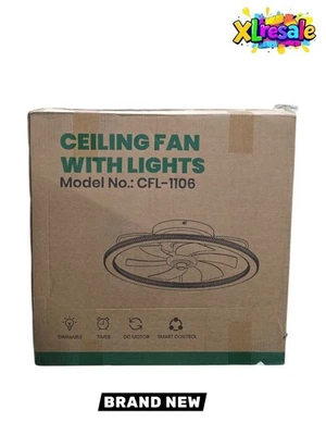 FANNEHONNE 20 in. Indoor Low Profile Black Ceiling Fan with Light Dimmable LED - Image 1 of 4