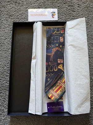 Nueva corbata de seda con estampado ecuestre etiqueta púrpura Ralph Lauren - Edición limitada Foto 1 de 2