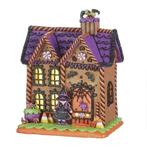 10 Inch Spooky Light Up Haunted Gingerbread House – Halloween Village Tableto... - Picture 1 of 1