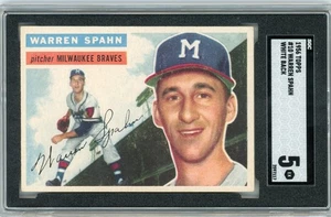 1956 Topps Warren Spahn #10 White Back SGC 5 EX - Picture 1 of 2