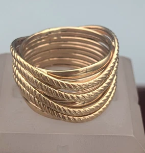 14k Yellow Gold Crossover Rope Textured Cigar Band Ring Size 8.25 ~ 3.7g - Picture 1 of 6