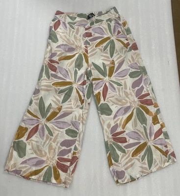 Pantalones cortos tropicales Nicole Miller para mujer talla M cintura elástica 100 % lino pierna ancha Foto 1 de 4