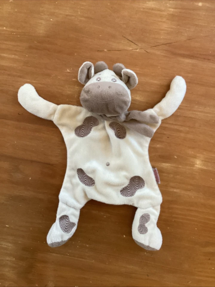 L1/ Doudou Vache BELLODOUX  plat beige et marron Écharpe - Photo 1/4