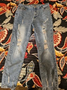 Size 4 Teenage Girl Jeans EXCELLENT Condition Distressed Look Brand Unknown - Picture 1 of 3