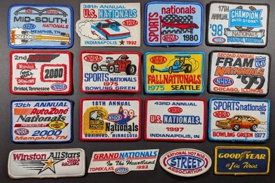 Parches de carreras callejeras de arrastre NHRA de colección (lote de 16) años 70-1990 Foto 1 de 2