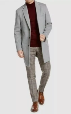 $200 Tasso Elba Wool Blend Men's Gray Bruno Button Down Topcoat Jacket Size XL - Image 1 of 4